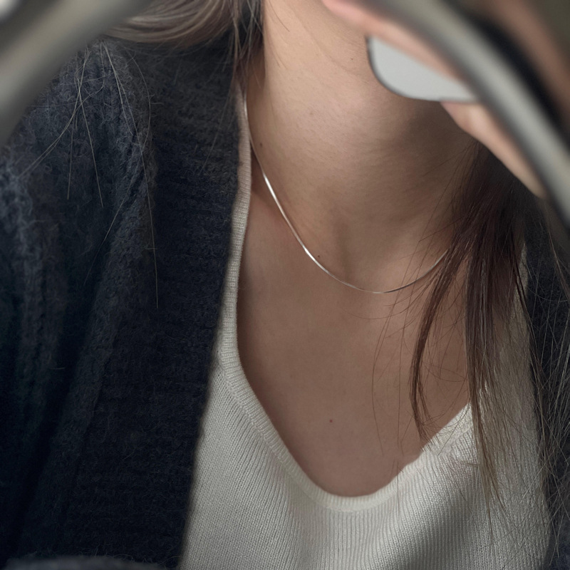 Korean Style Minimalist Glitter Thin Snake Bone Necklace